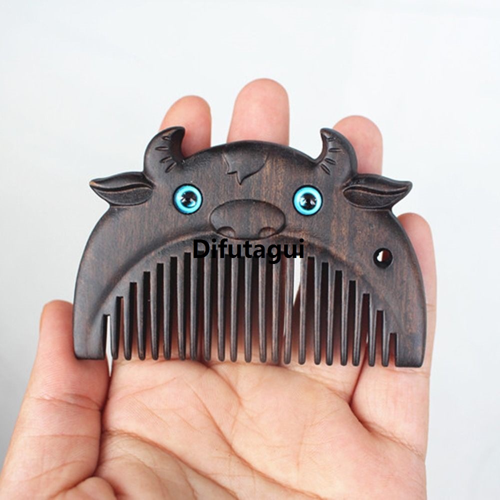 Difutagui Hair comb styling hairstyling hairdressing comb chinese brush engraving ebony anti-static hair care tools beard zodiac sign knotting fine tooth comb massage comb pocket comb wooden