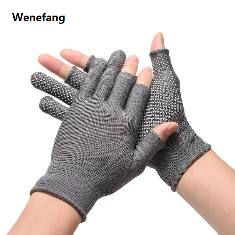 Wenefang Summer Sunscreen Cycling Gloves Dot Anti-Slip Riding Outdoor Sports Half Finger Gloves Breathable MTB Bike Bicycle Gloves