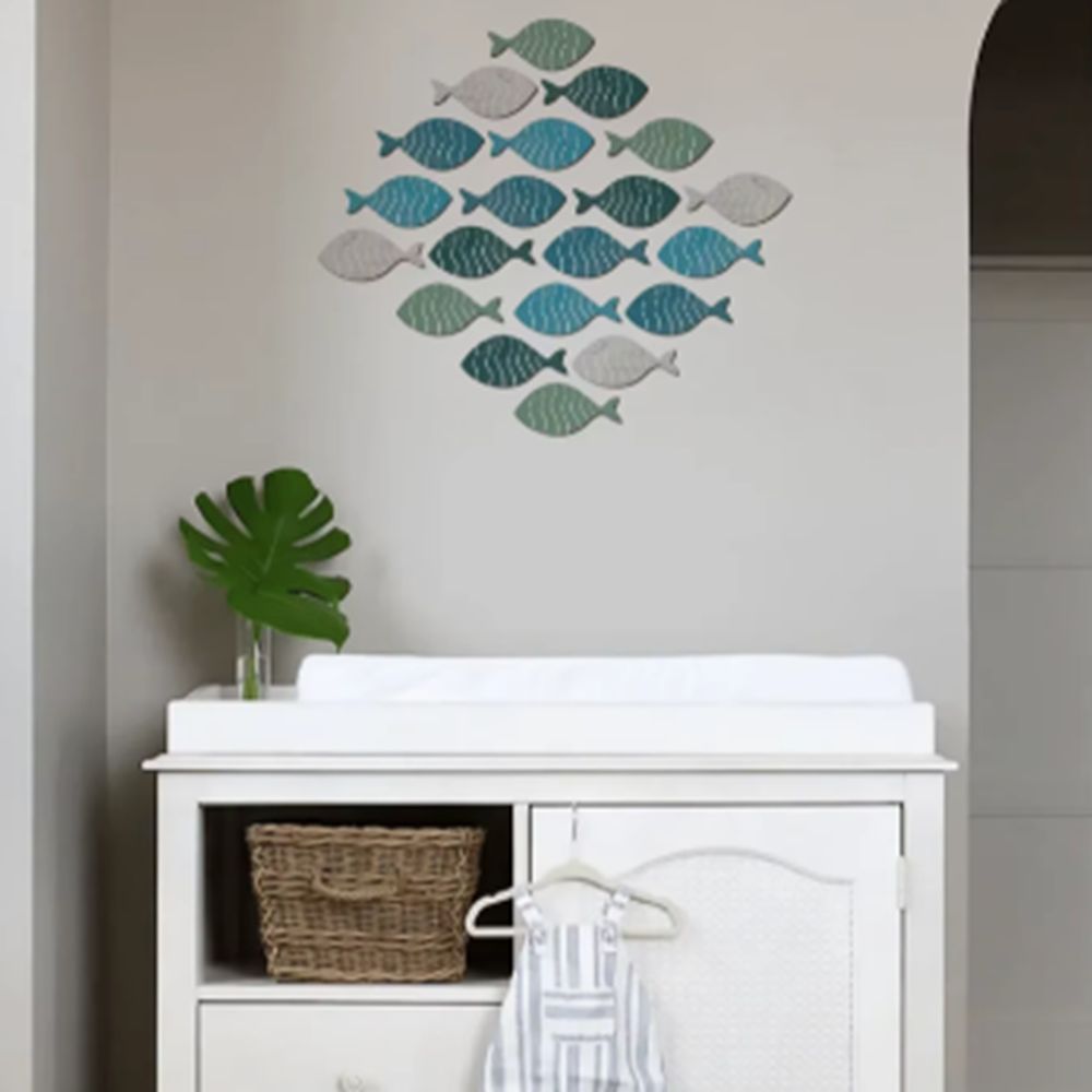 20pcs/set Multi-purpose Cartoon Wooden Fish Pendants Easy to Intall Rustic Fish Wall Hangings Ornament Decorative Ocean Fish Sculpture Beach Decor