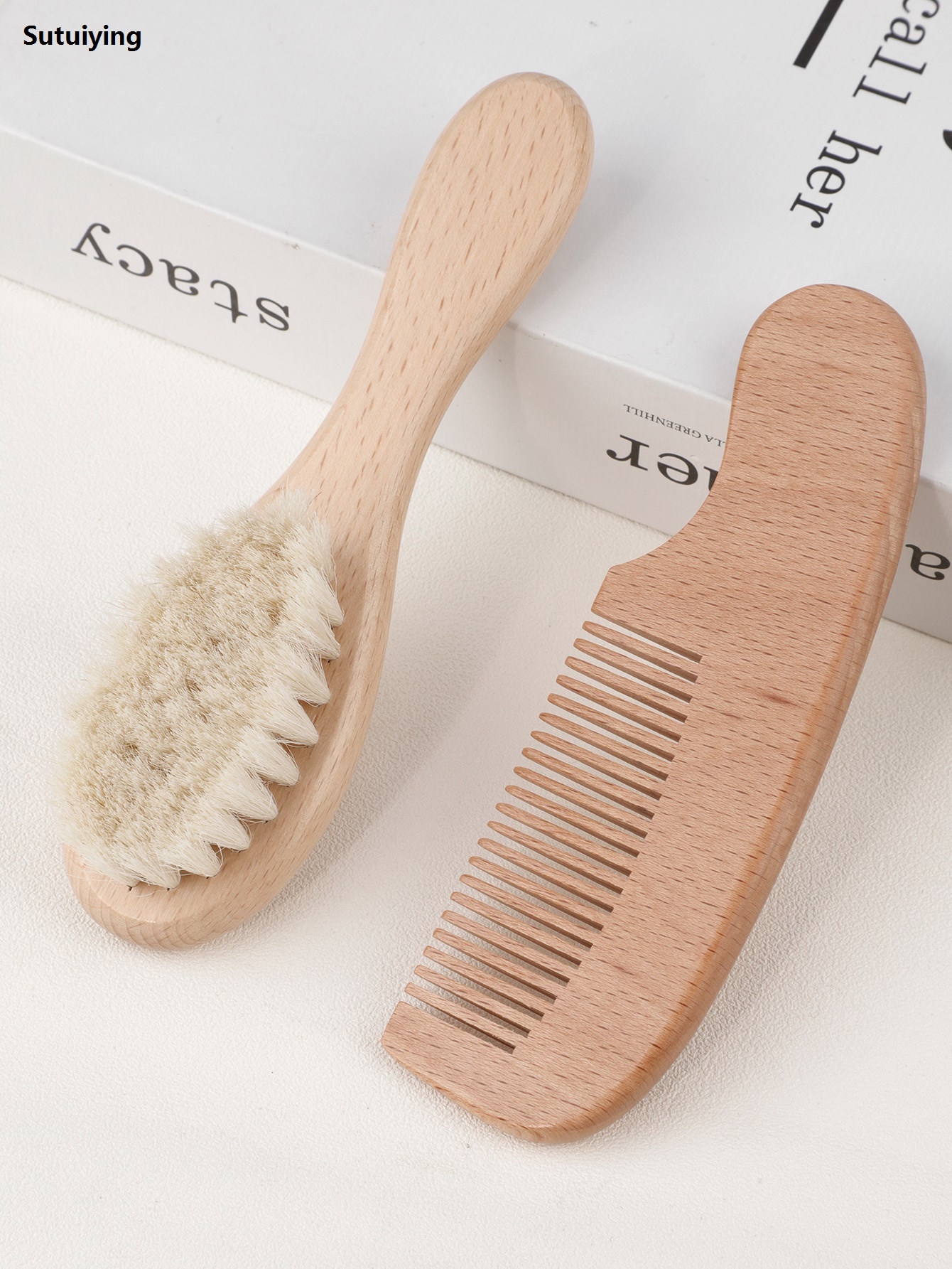 Sutuiying Beech airbag comb, wool brush, flat comb, portable Luxury baby shampoo brush, wool soft brush, hair comb set