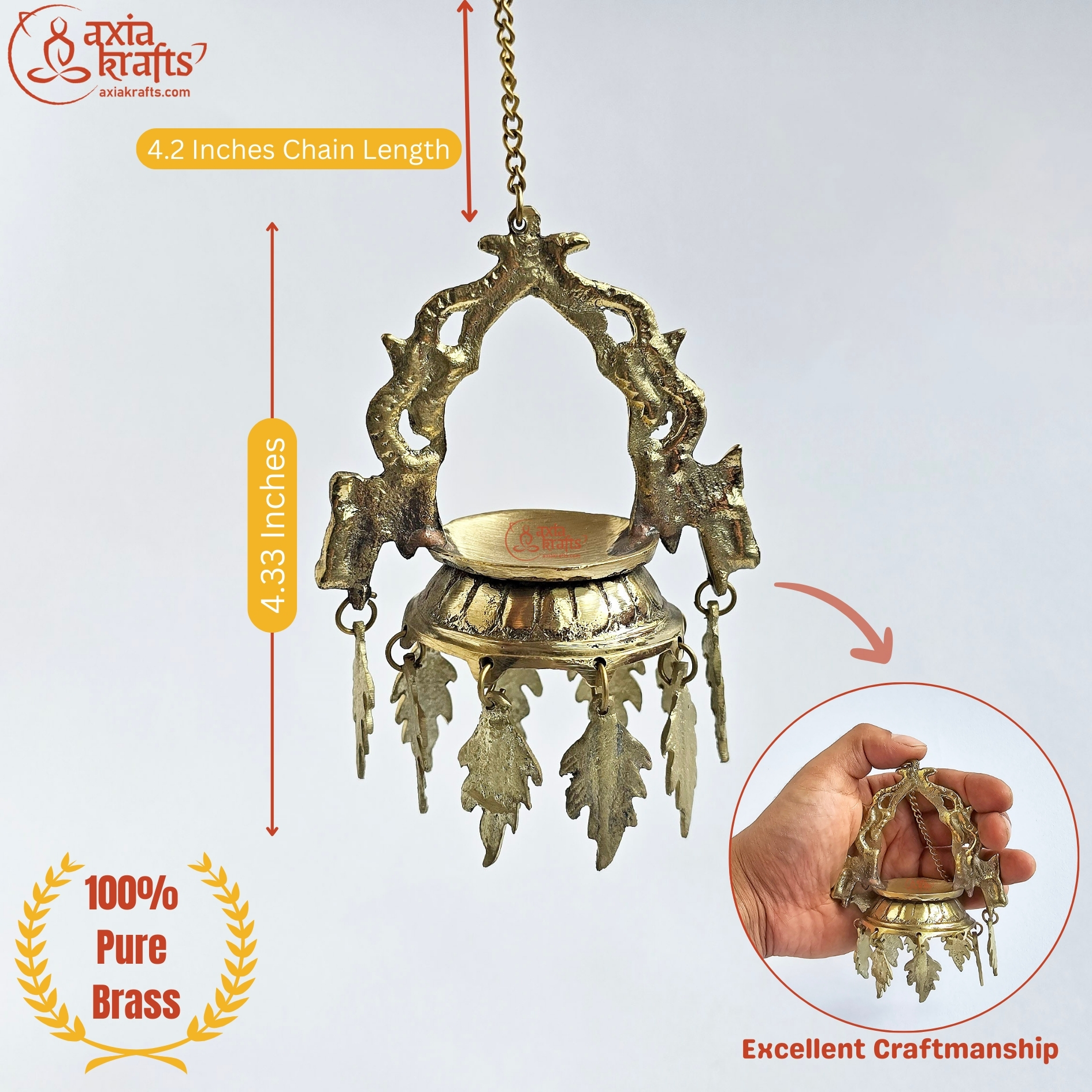Axia Krafts Brass Dalucha 4.5 inches | Hanging Panas | Axia Krafts