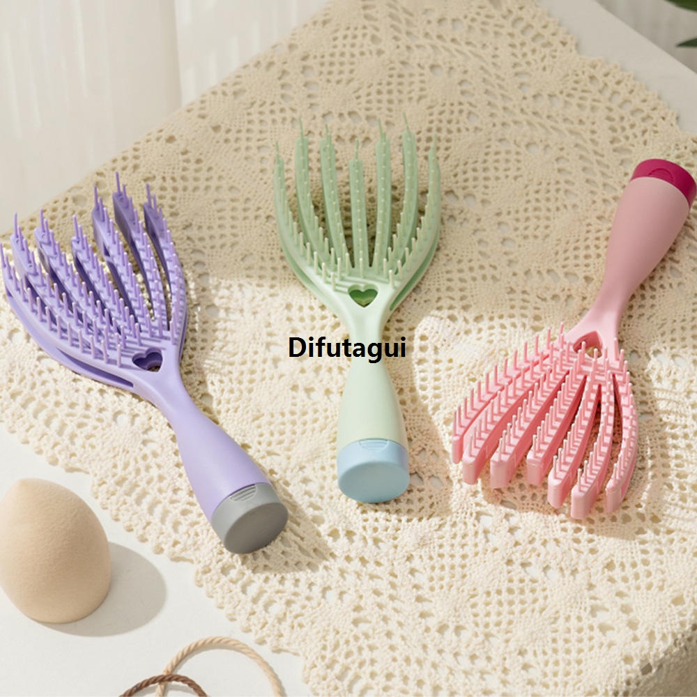 Difutagui Styling scalp cut-out handy heart shaped hair brush 【2025 Version】 portable massage with mirror hair tool travel brush