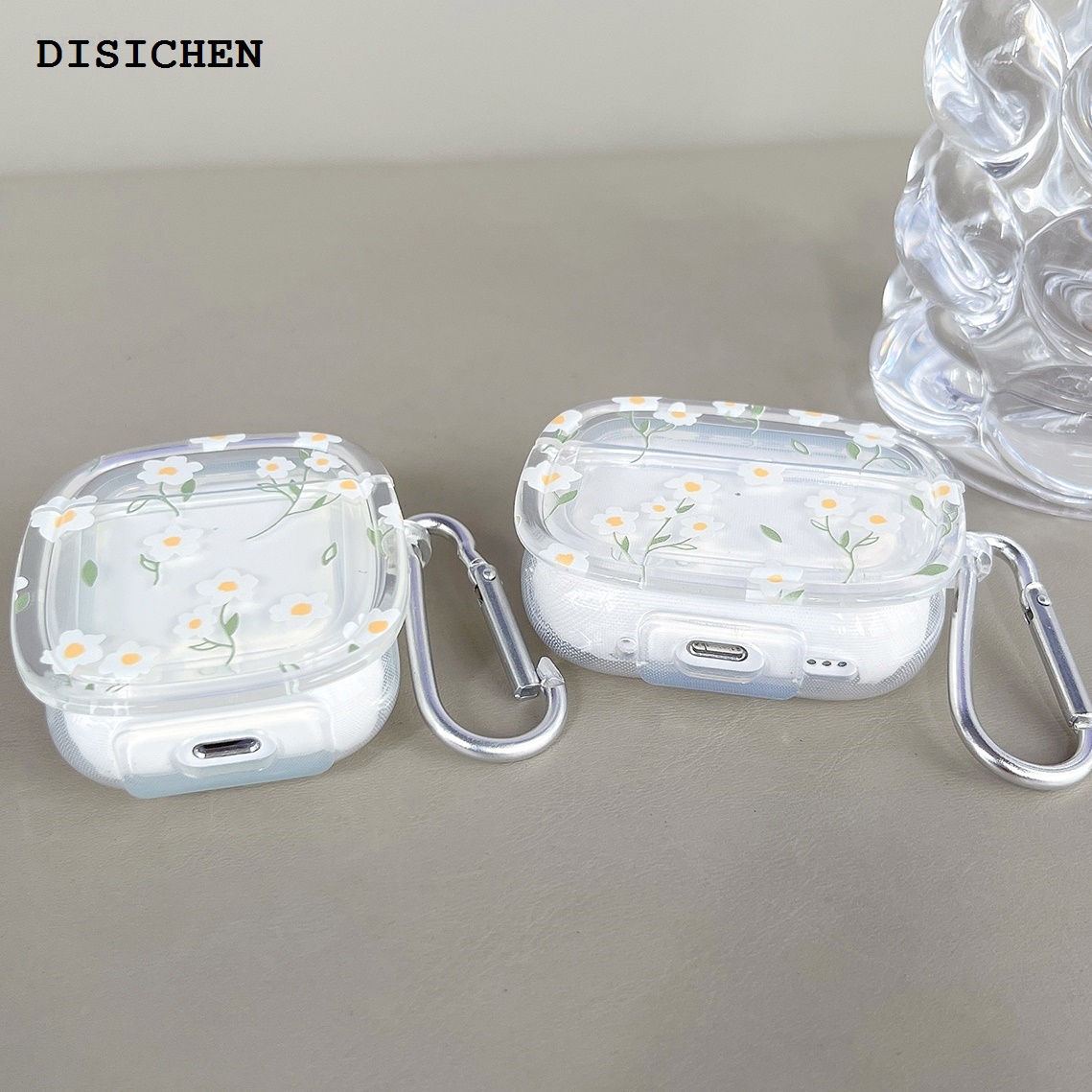 DISICHEN Fashion Anrushide Wireless Bluetooth case for AirPods2 AirPods3 AirPods Luxury pro and pro2 tpu white flower earphone cover