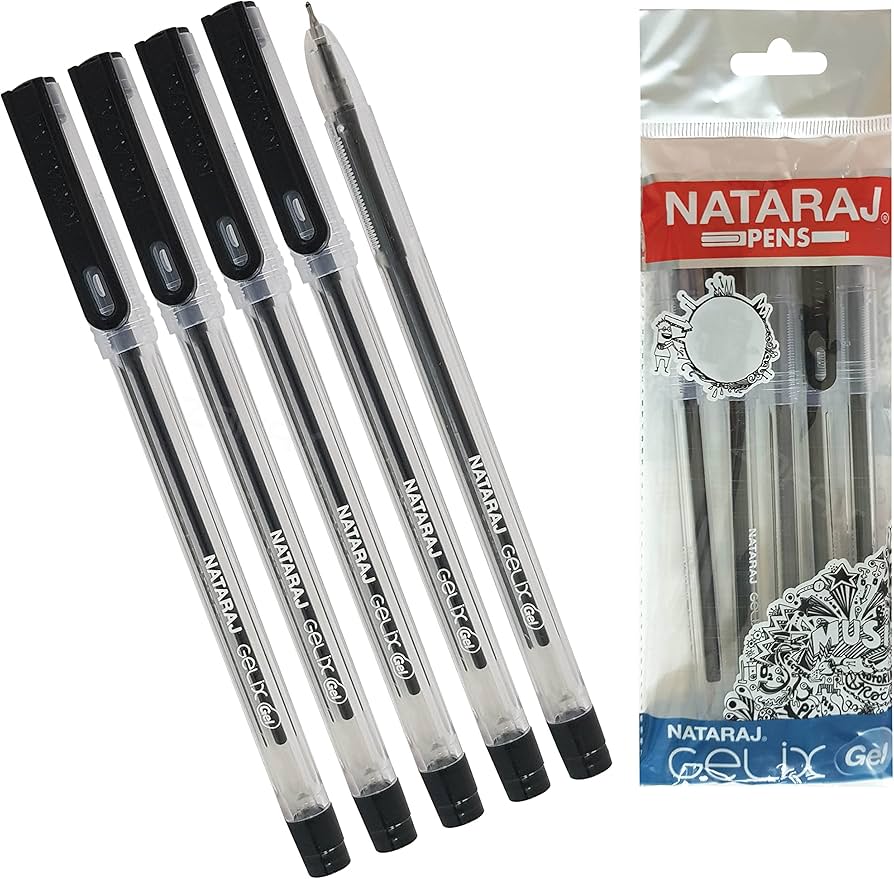 FR-MBS Black Natraj Gel Pen 10 Pcs | 2 Packs Pens Super Smooth Writing