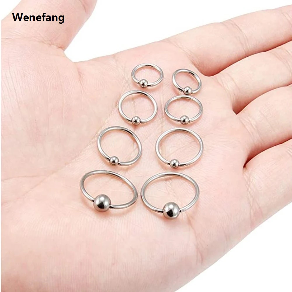 Wenefang 1PC G23 Solid Titanium Circular Bead Ring Closer Ring Nose Lip Ring Labret Ear Tragus Helix Cartilage Daith Earrings Piercing