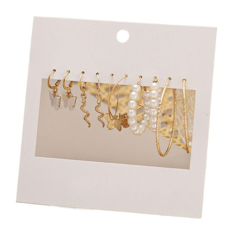 Fashion Corner Independent Earrings Set 5 Pairs Of Creative Simple Acrylic Butterfly Snake For Women