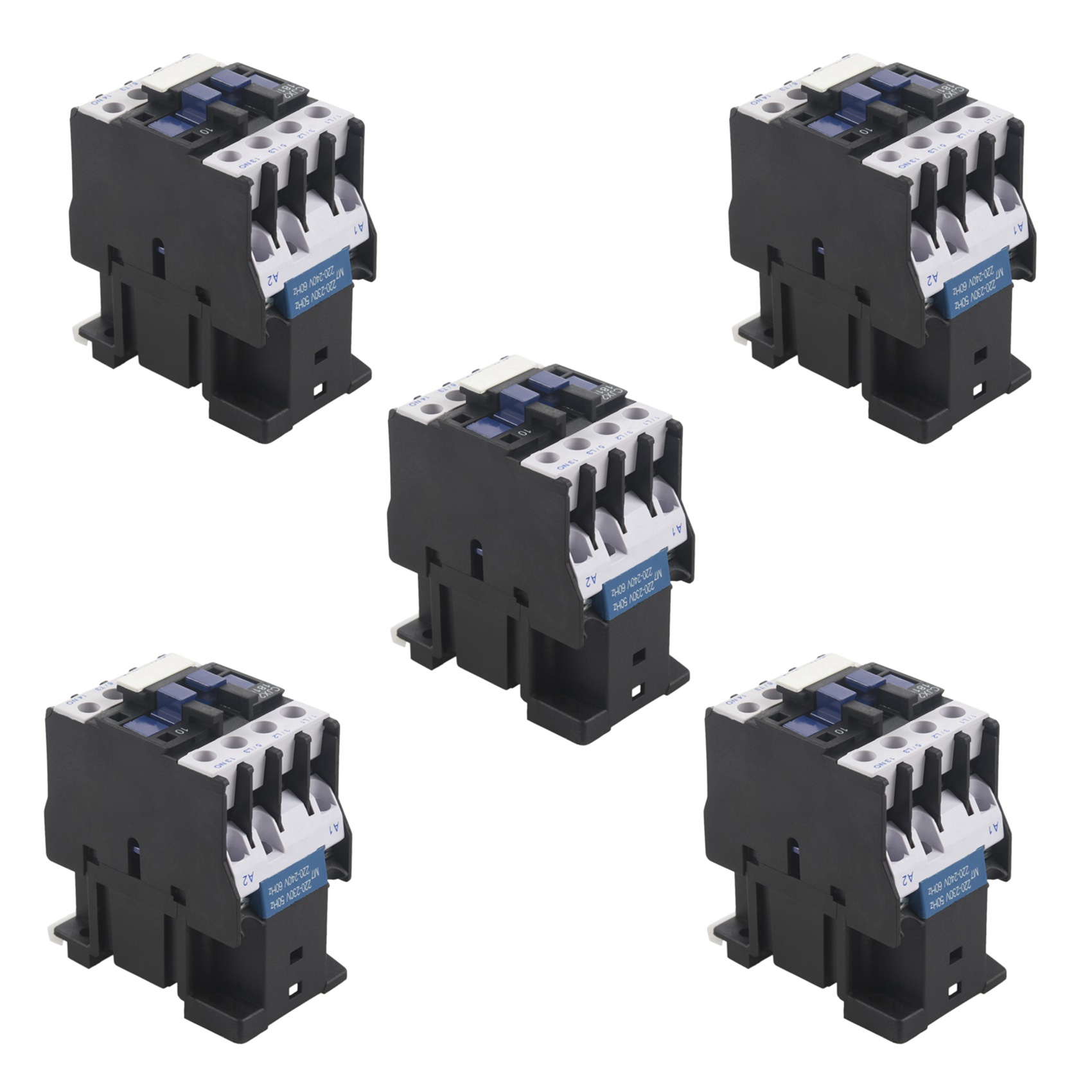 fasdaga 5X Power AC Contactor 1NO AC 220V 50/60Hz Coil Motor Relay 32A 3-Phase-Pole