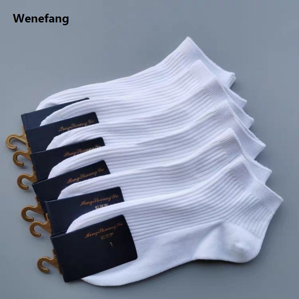 Wenefang 5 Pairs 1 Lot Men Women Socks Unisex Ankle Socks 100 cotton 1 Pack Set Solid Color Short Low Cut Sock White Black Sox Soks