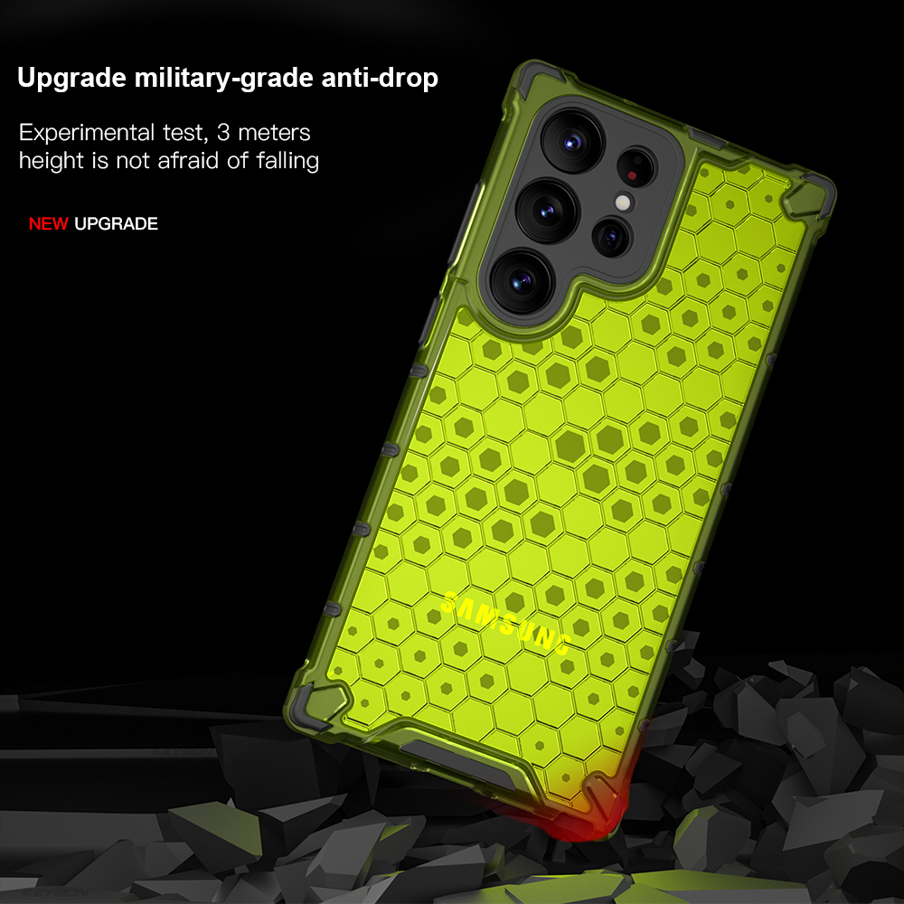 New KEYSION Shockproof Case for Samsung S24 Ultra 5G S23 Plus S22+ S21 FE S20 Transparent Honeycomb Phone Cover for Galaxy Note 20