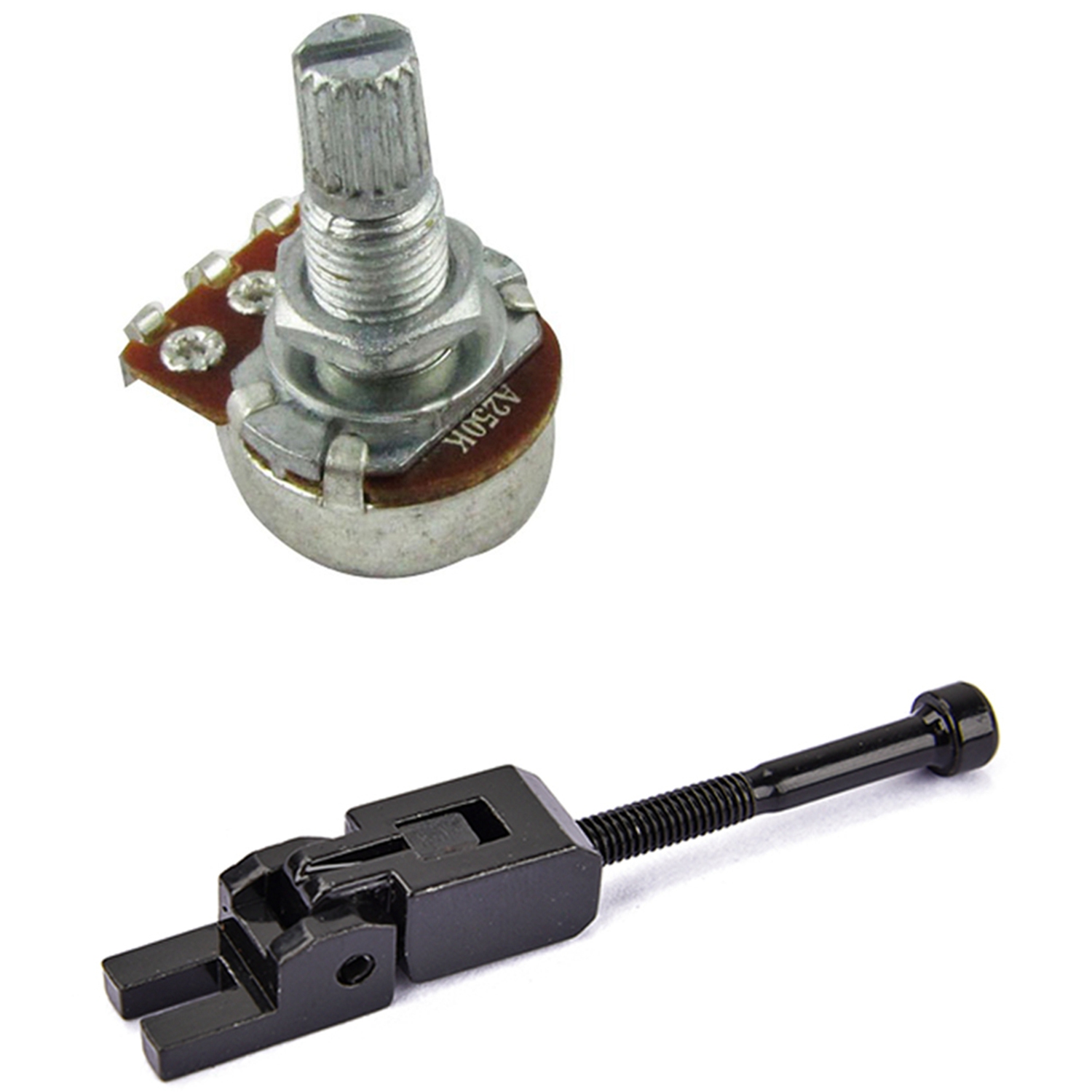 10x Guitar Small Size Pots A250K Potentiometers & 6Pcs Metal Guitar Locked String Saddles for Floyd-Rose Tremolo Bridge