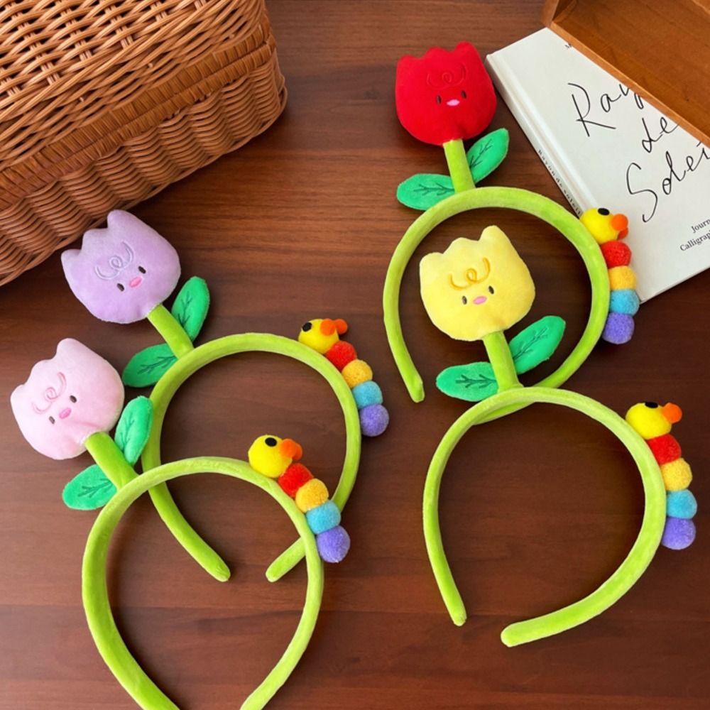 Floral Cartoon Flowers Headband Bean Sprout Cloth Plush Flower Hair Hoop Hairbands Tulip Girls/Female