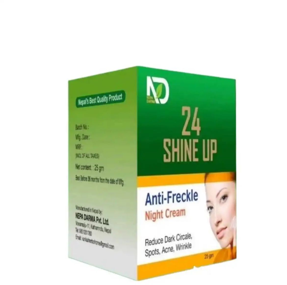 24 shine up Nepa Darma Ayurvedic Herbal Reduce Dark Circale, Spots , Acne , wrinkle Anti-Freckle Face Cream