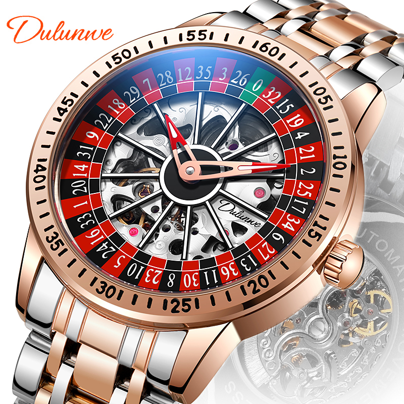 Dulunwe brand fashionable business luxury automatic mechanical men's watch