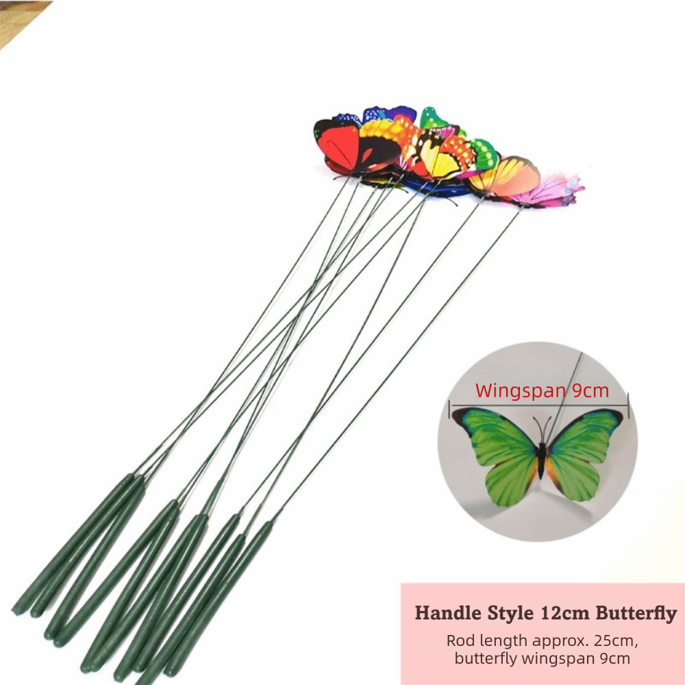 10Pcs High Quality Simulation Colorful Butterfly Stakes Double Layered Waterproof Grounding Decoration 3D Artificial Butterfly Decor Garden Patio Decor