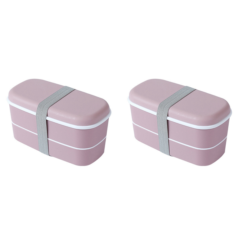 JINMY 2X Microwavable 2 Layer Lunch Box with Compartments Leakproof Bento Box Insulated Food Container Lunch Box Pink