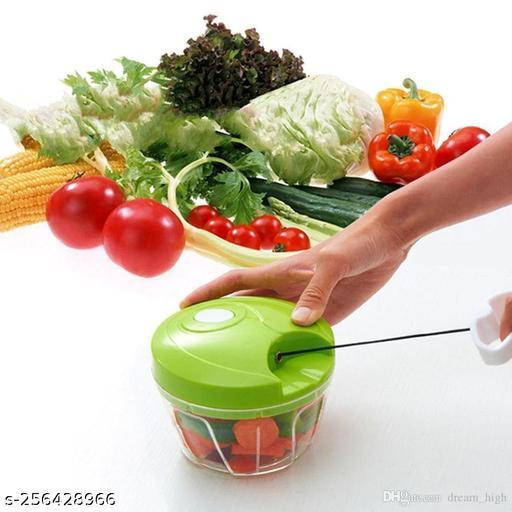 Handy Mini Plastic Chopper With 3 Blades Green Smart Chopper Keema Making with Rotating Handle