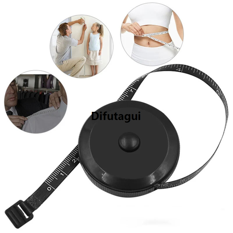 Difutagui 1.5m 60inch Black Double Sided Measuring Tape Auto Retractable Portable Tools ABS Flexible Sewing Mini Measuring Tape Measure Tools