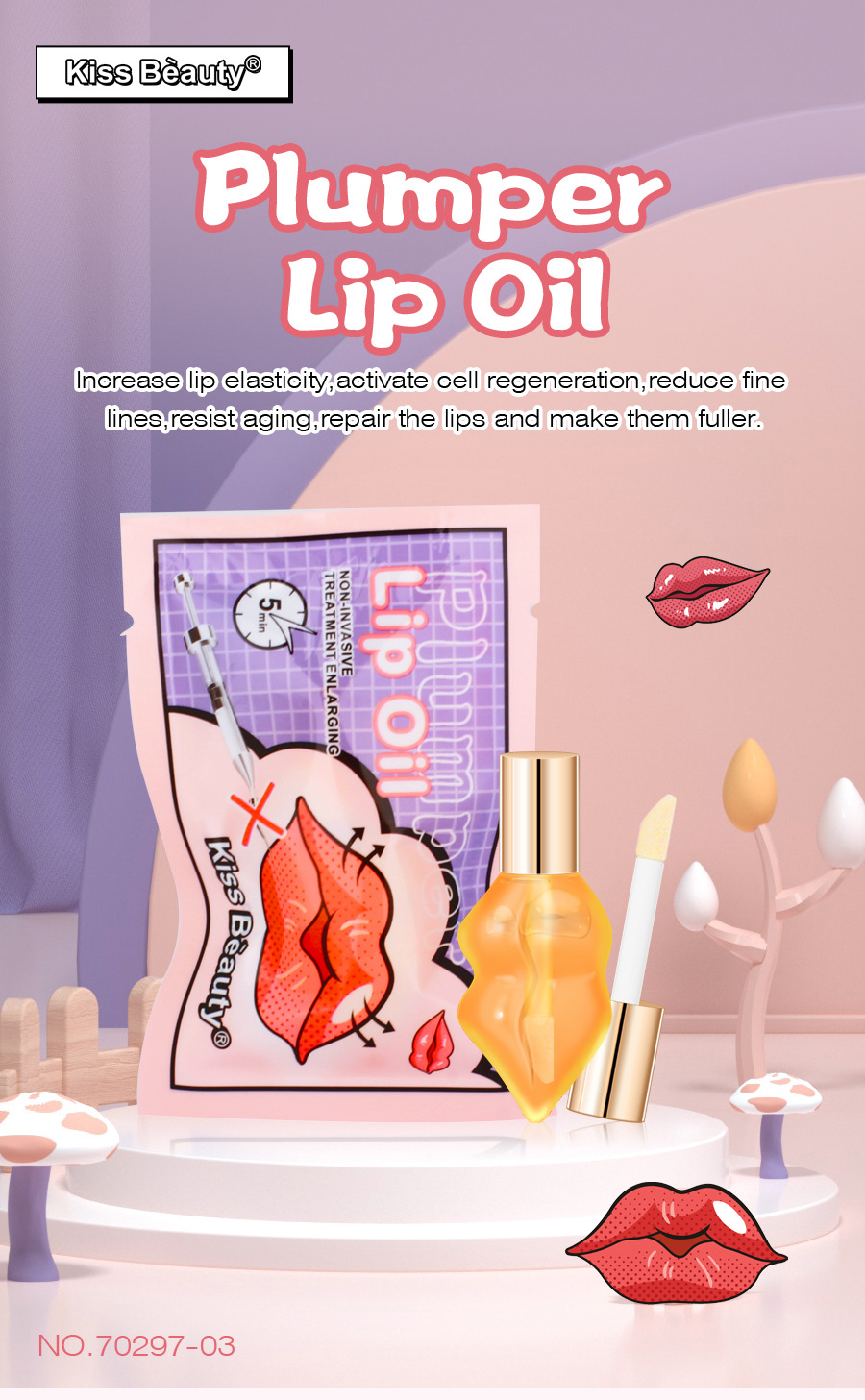 1 Piece - Natural Lip Plumper Oil - Extreme Hydrating & Moisturizing Lip Gloss for Fuller, Plumper Lips - Reduces Fine Lines, Day & Night Lip Enhancer 5 ML