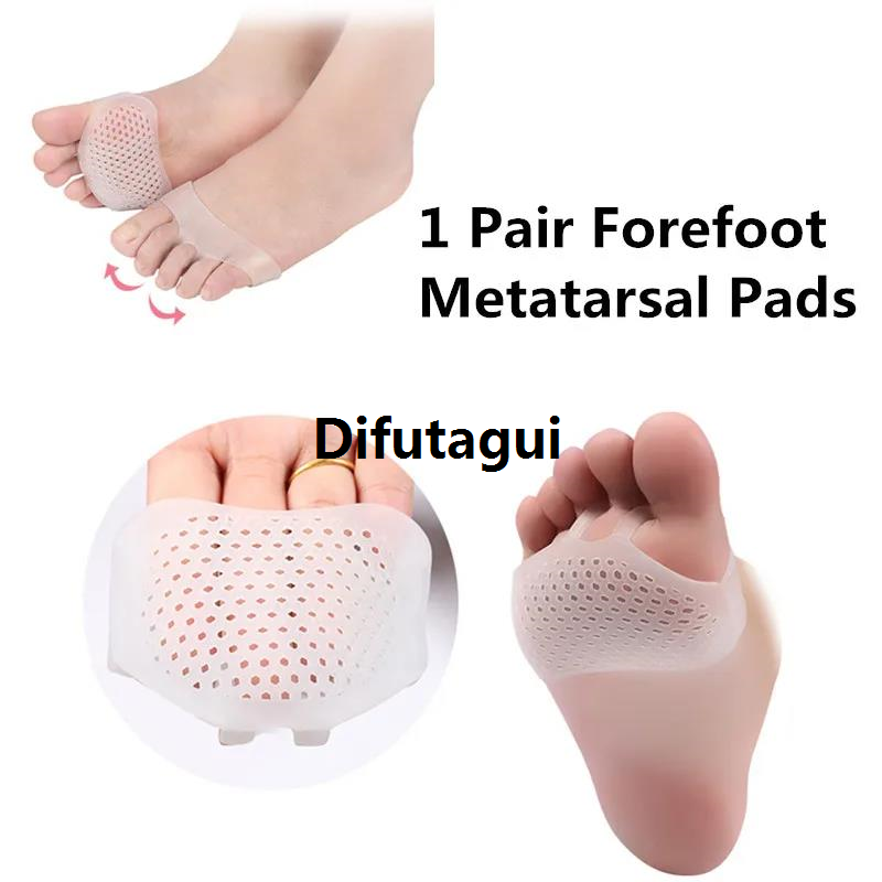 Difutagui 1pair Gel Forefoot Metatarsal Pad Silicon High Heel Othotics Pain New Relief Massage Cushion Forefoot Supports Foot Care tools