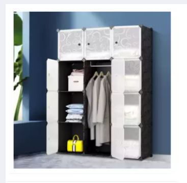 New Shoe And Cloth Rack Storage Cabinet Wardrobe With Hanger 12Door Cube Drawer ( Color May Vary)