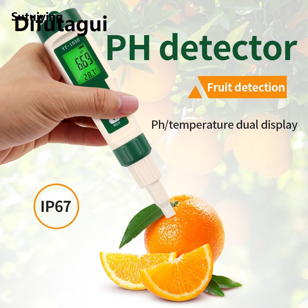 Difutagui High Quality Sutuiying Professional Food PH Meter 0~14 High Accuracy Sensor Temp Acidity Portable Tester for Brewing Cheese Meat Canning Dough Soil PH Meter