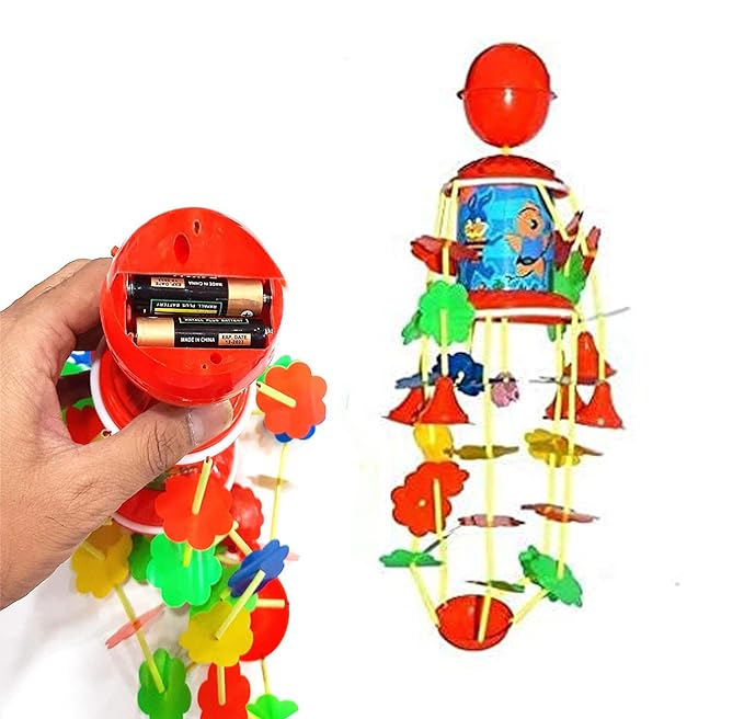 Baby Smiles New Baby Born Merry Go Round Jhumar for Infants, Kids Musical Hanging Cradle Battery Operated Toy Rattle Electric Hoisting Qin Windup Sweet Cuddle Cot Cradle_Multicolor