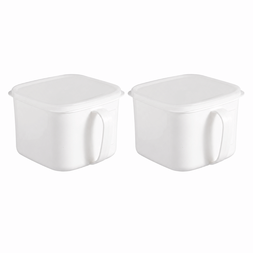 2PCS Durable With Handle Lid Food Storage Containers PP White Sealed Food Organizer Kitchen Storage Boxes For Refrigerator