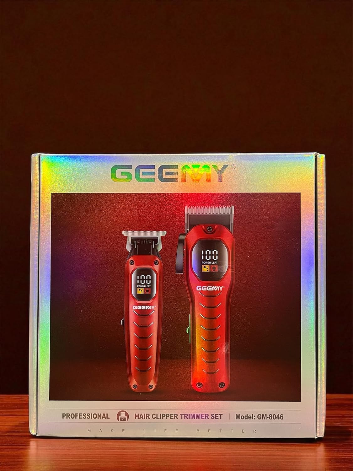 DealSpot Geemy GM-8046 Hair Clipper & Trimmer Set 2 in 1 | Professional Grooming Kit | 240 Min Runtime | 9 Length Settings | Rechargeable Beard & Hair Clipper (Multicolor)