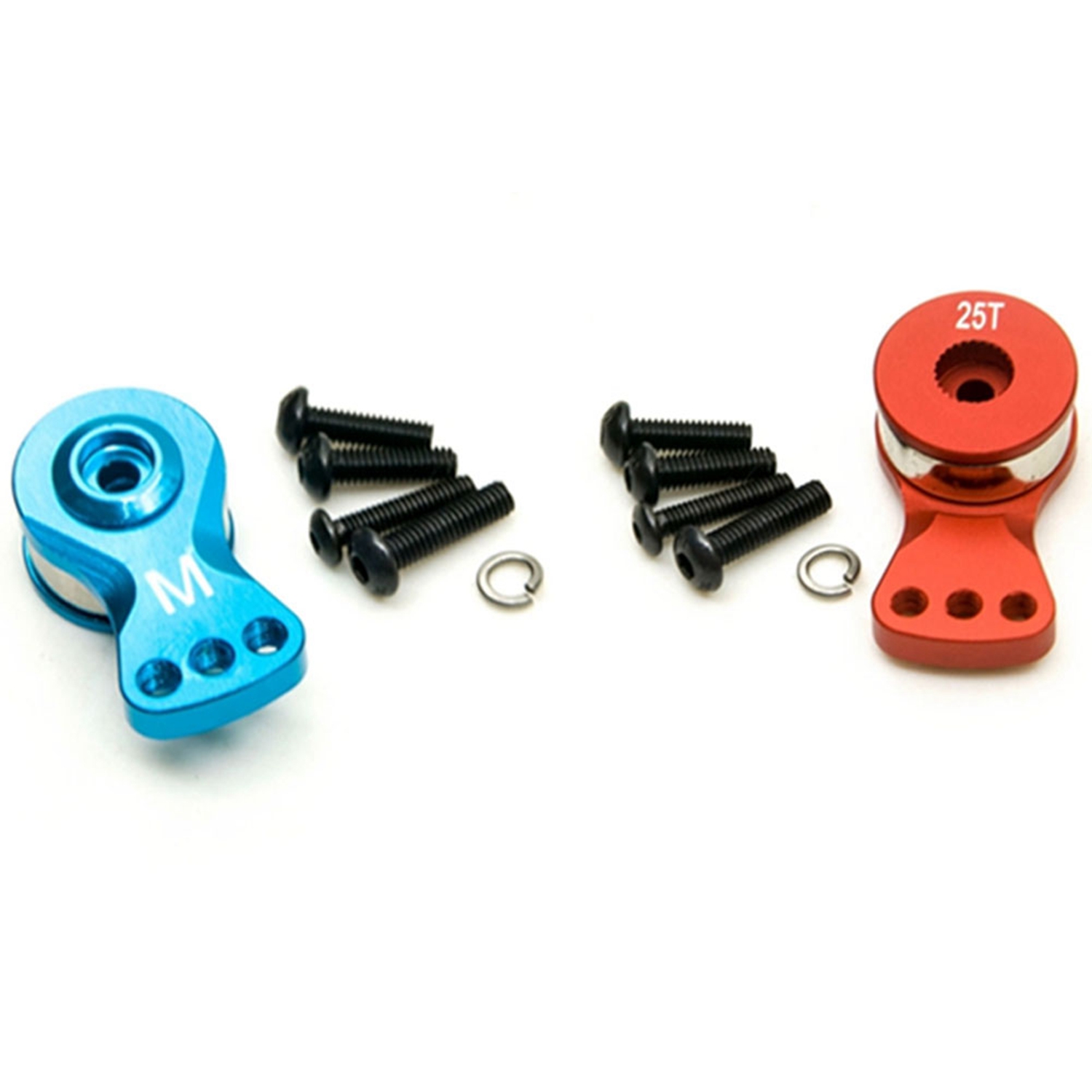NAMUNY 2 Set 25T Teeth Tooth Half Servo Arm Horn for 1/8 1/10 RC Car Boat FUTABA///ACOMS/ 18mm, Blue & Red