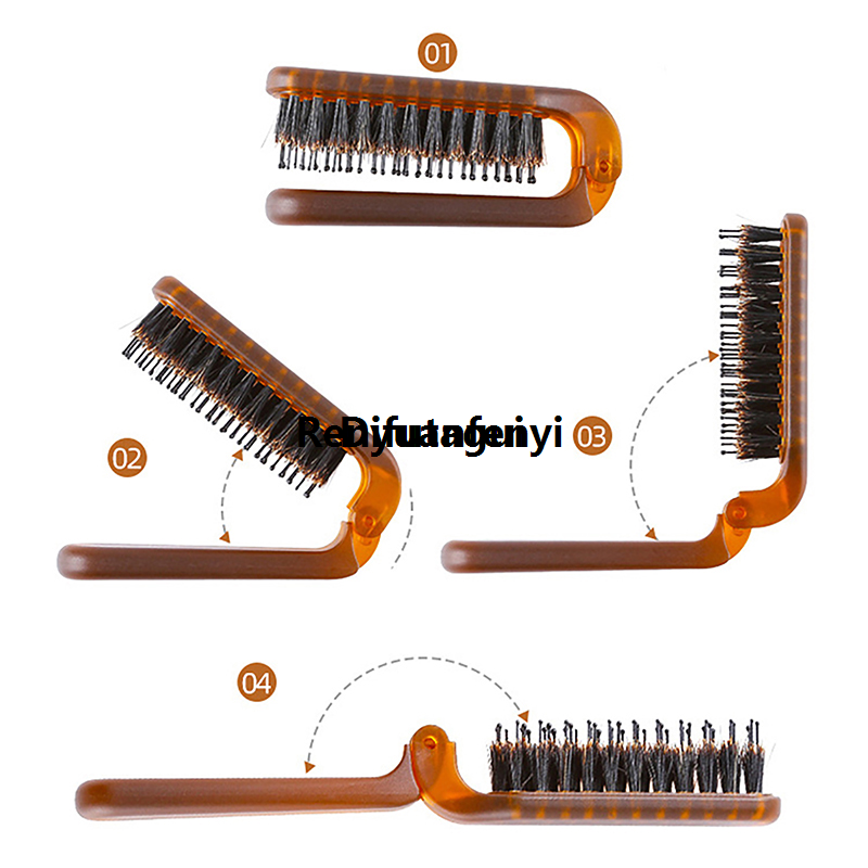 Difutagui 1PC Boar Bristle Hair Brush Amber Foldable Portable Comb Pocket Sales promotion Portable Collapsible Travel Massage Styling Tool Salon Men Women Gifts