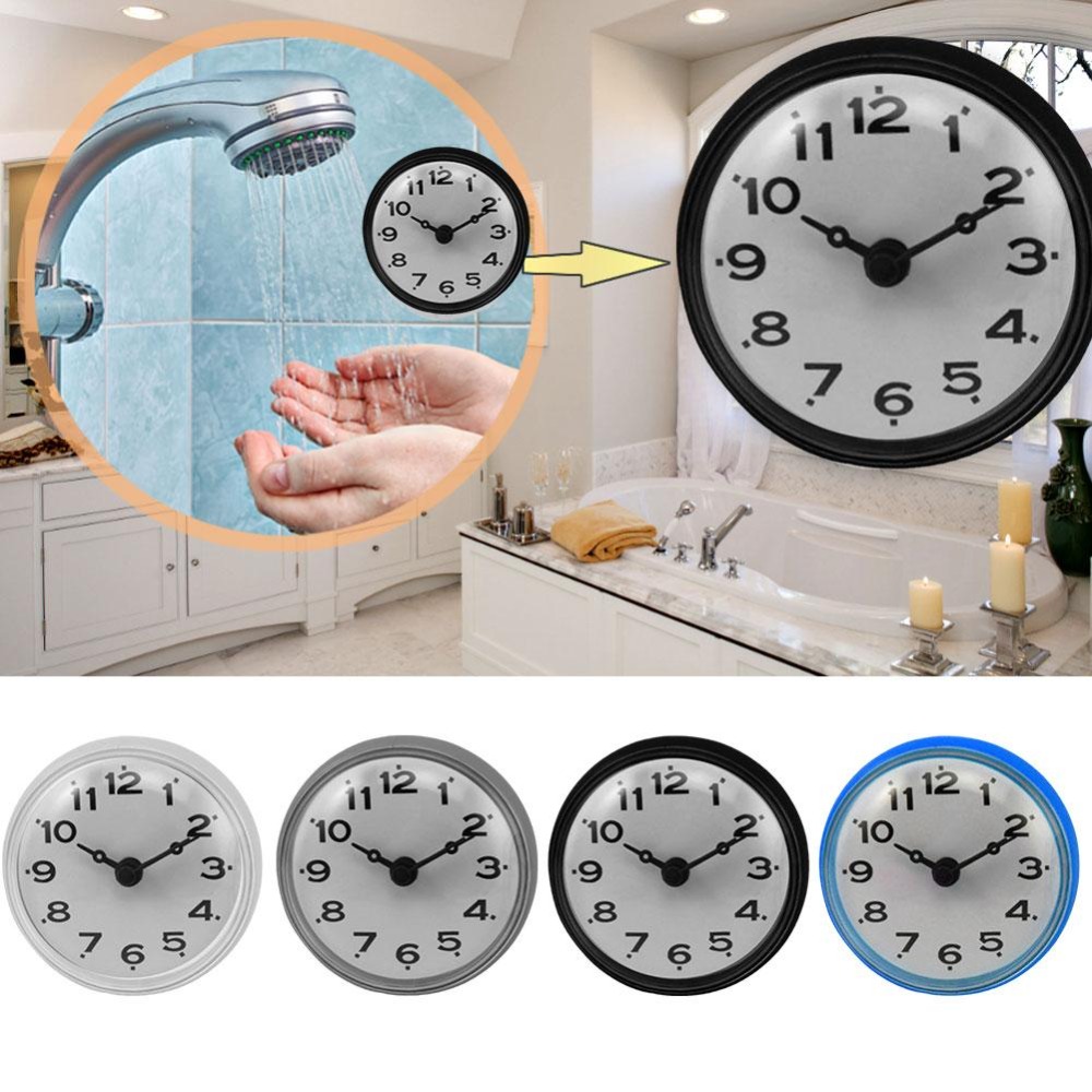 Easy To Use Shower Room Kitchen Clock Wall Clock Waterproof With Suction Cups