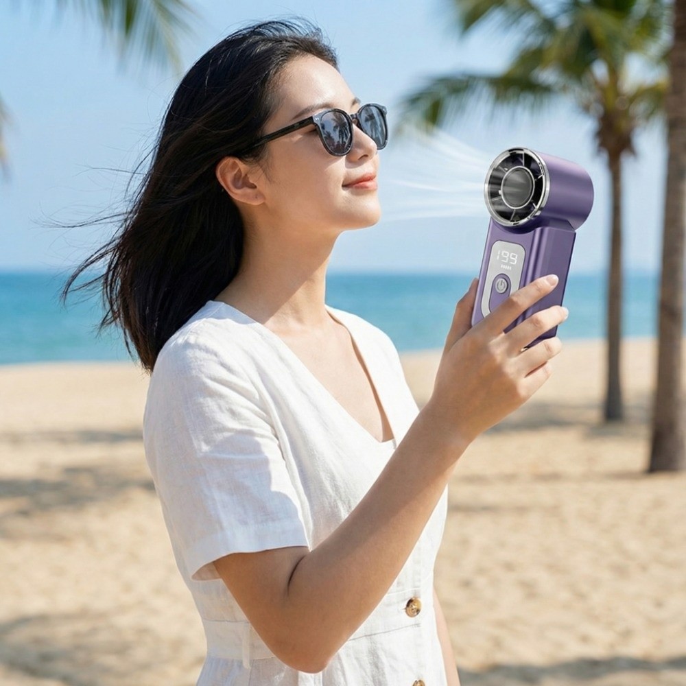 Portable High Speed Handheld Turbo Fan 199 Adjustable Gears Adjustable Speeds Mini Fan Rechargeable LED Display Small Electric Fan Summer Cooling
