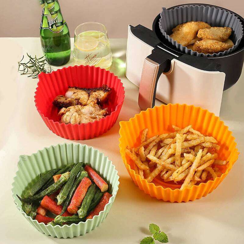 23cm Airfryer Paper Silicone BBQ Basket Mat Reusable Oven Baking pizza Tray Nonstick pot Liner Replacement Grill Pan