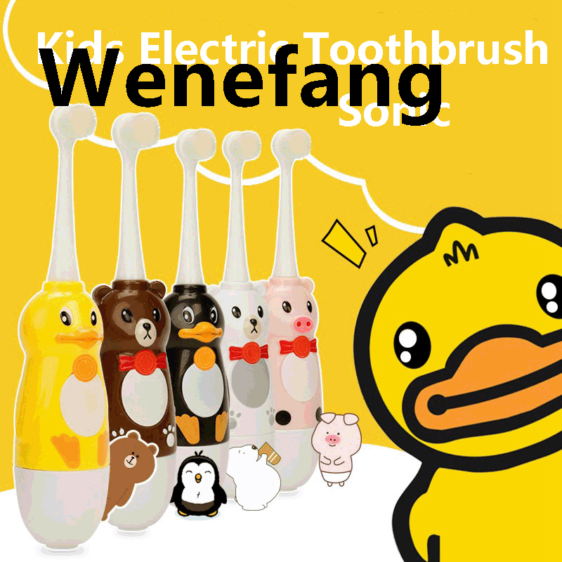 Wenefang Child Sonic Battery Power Electric Toothbrush Kids Children For Cartoon Automatic Electrical Ultra-fine Soft Bristle Brush Head