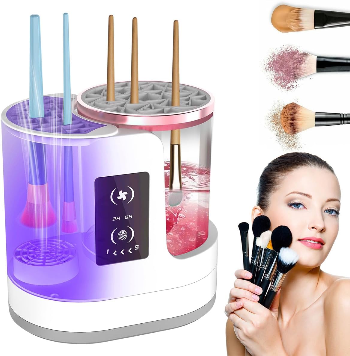3 IN 1 Electric Makeup Brush Cleaner Machine With Dryer, USB Portable Automatic Cosmetic Brushes Cleaner