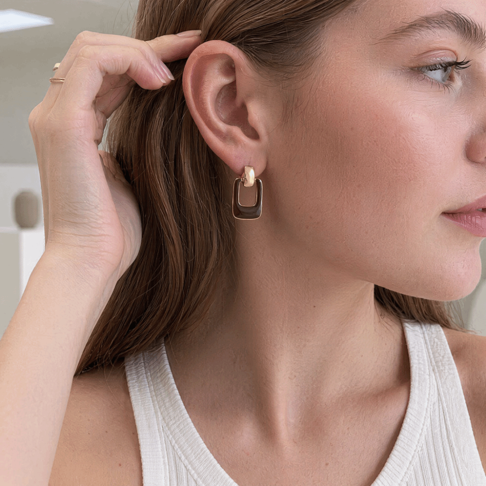 New Maillard Contrasting French Retro Earrings Statement Metal Drop Glazed Earrings Vintage Elegant Brown Dangle Earrings Wome
