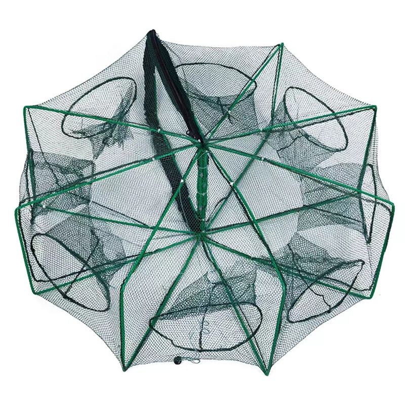 1pc Foldable 8-Hole Fishing Net for Catching Shrimp, Crab, Lobster, and Fish - Lightweight and Durable Trap for Easy Fishing Bles Online DZ-29B-12