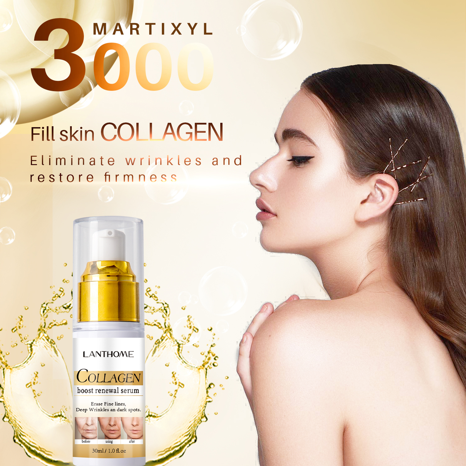 BNproduct Collagen Boost Anti Aging Peptide Serumfor Face SkinCare Glow Protect Wrinkles Fine Lines Hydrating Moisturizing Firming Essence