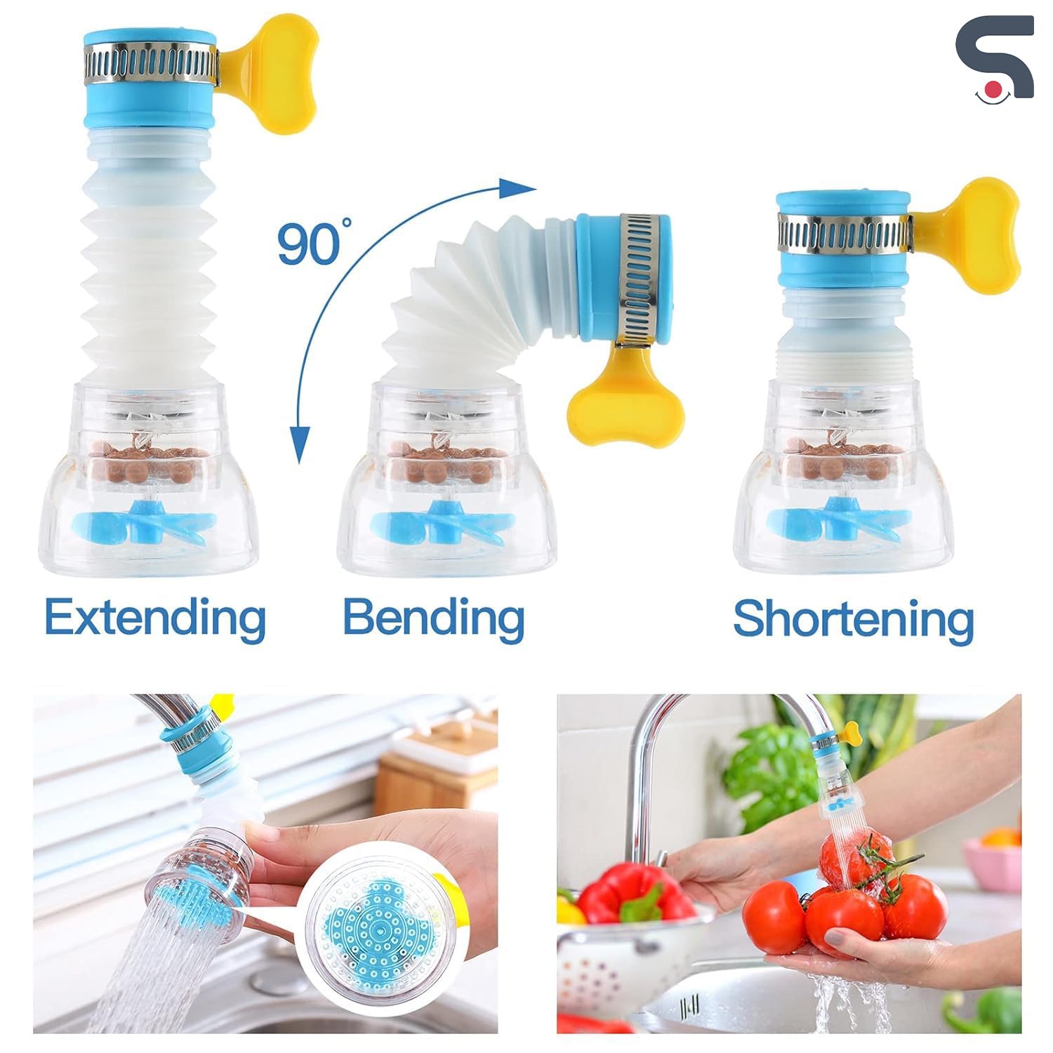 360° Rotating Water Saving Faucet | Multi-Angle Adjustable Tap Extension for Kitchen Sink | Splash-Proof Filter Nozzle for Washing & Cleaning (Multicolor)