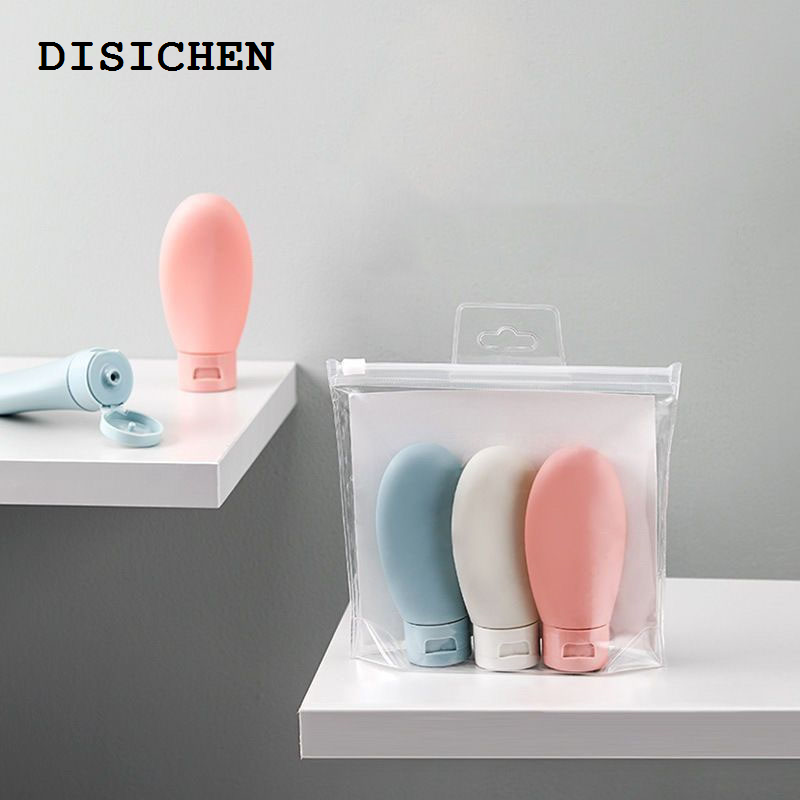 DISICHEN Luxury 3Pcs Soft Silicone Refillable Bottles Set Lotion Shampoo Squeeze Tube Container Empty Bottle Travel Botttle Beauty Makeup Tools