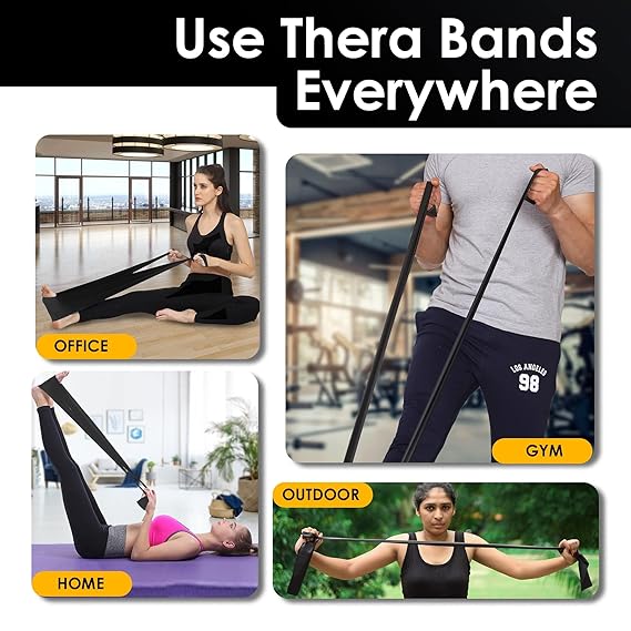 Thera Band for Physiotherapy, Stretching, Yoga & Resistance Workout | Latex-Free, Anti-Allergic & Tear-Resistant thera Band for Exercise, (yellow)