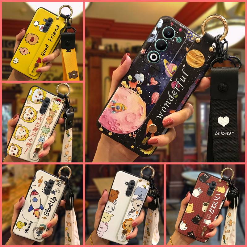 Lanyard Wrist Strap Phone Case For OPPO A5 5G/4G 2025 Global Waterproof Silicone Ring Anti-dust Shockproof Wristband