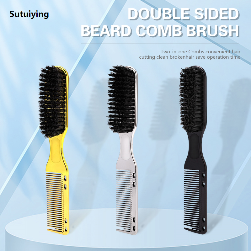 Sutuiying 3 colour Men's Beard Styling Combing Hair Fragments Sweeping Luxury Beard Styling Care Dual Head Multifunctional Brush Comb