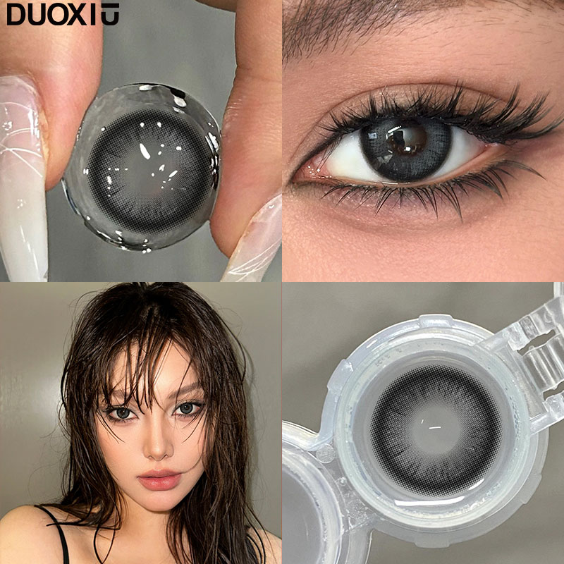 DUOXIU 1 Pair Colored Lenses with Degree P-0.00 to P-8.00 Comfortable Soft Lens Color Eyes Natural Blue Green Multicolored Lense