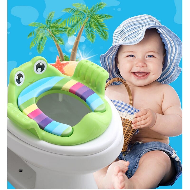 NepLiving Portable Child Safety Potty Seat with Armrest, Adjustable Height, Comfortable Training Toilet Seat Cushion for Boys & Girls, Cartoon Frog Design, Multicolor Options