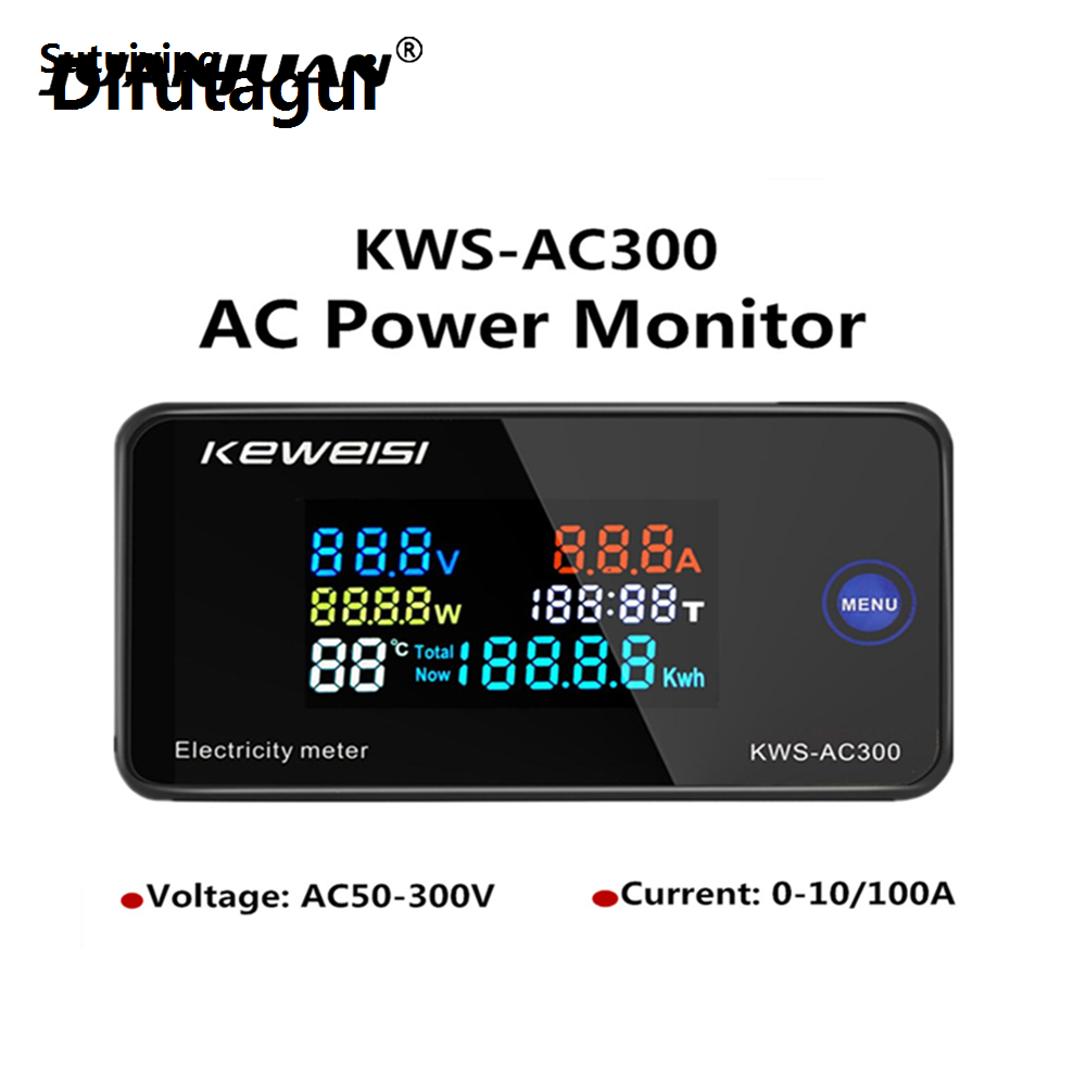 Difutagui Hot Selling Sutuiying KWS-AC300 Digital Voltmeter AC 50-300V Voltage 45-65Hz Hot Selling Power Energy Meter LED AC Wattmeter 0-100A Detector
