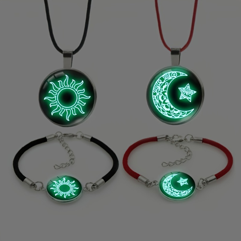 2 Pcs/Set Romantic Couple Bracelet For Women Men Luminous Sun Moon Love Heart Charm Bracelet Friendship Lover Party Jewelry Gift