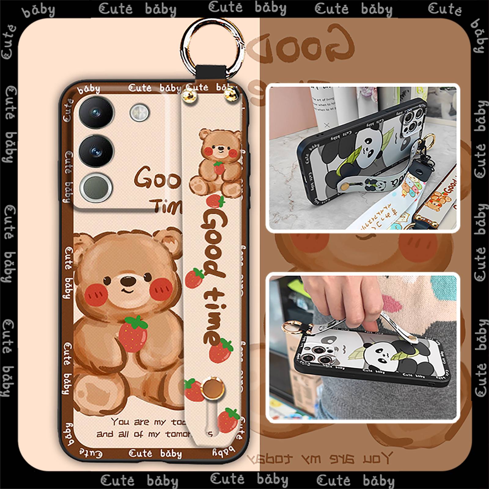 mobile case geometry Phone Case For VIVO Y200 5G/V29E Global Kickstand Shockproof Anti-dust Durable cartoon Plain color