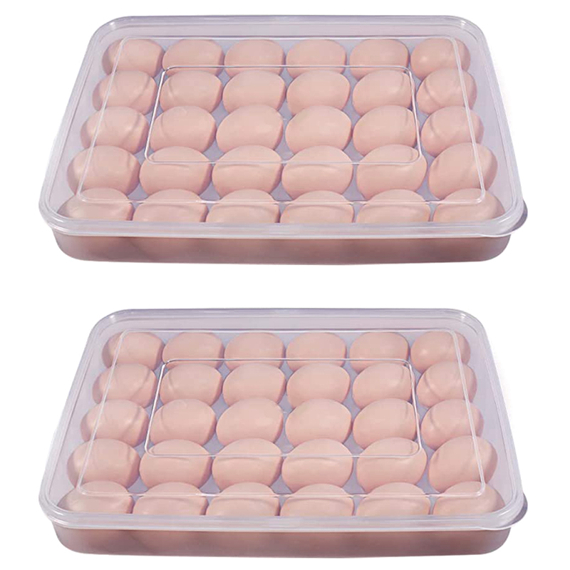 NAMUNY Egg Container, Refrigerator Deviled Egg Tray Carrier with Lid for 60 Eggs - Plastic Fridge Stackable Portable 2 Pack