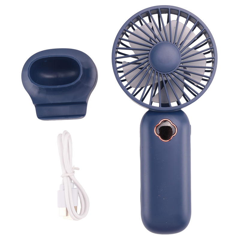 FORIDE Portable Handheld Fan USB Mini Fan Rechargeable Digital Display Lazy Air Cooler Fan for Outdoor Home Office-Blue